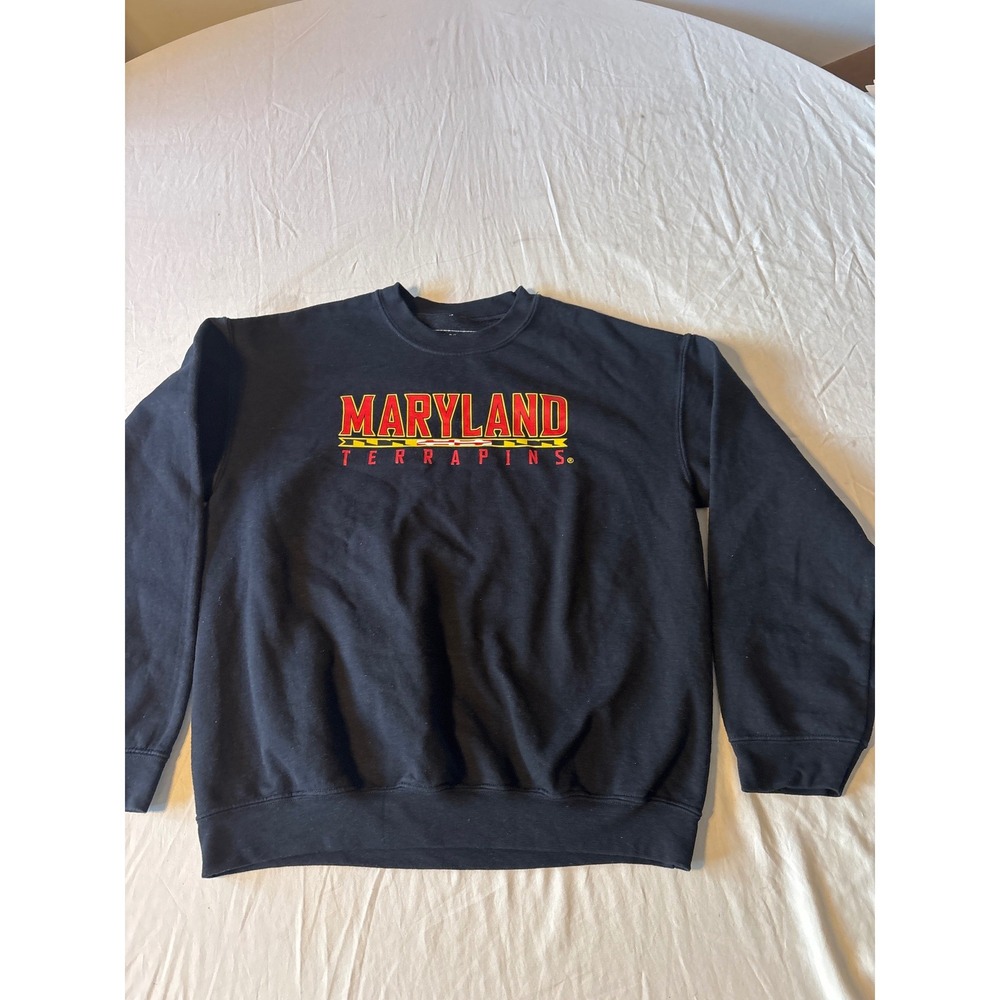 Urban Champs Maryland Terrapins Sweatshirt Unisex Medium Black Graphic Pullover‎